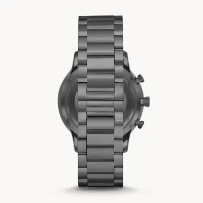 EMPORIO ARMANI Giovanni Dark Blue Dial Black Stainless Steel Men's Watch